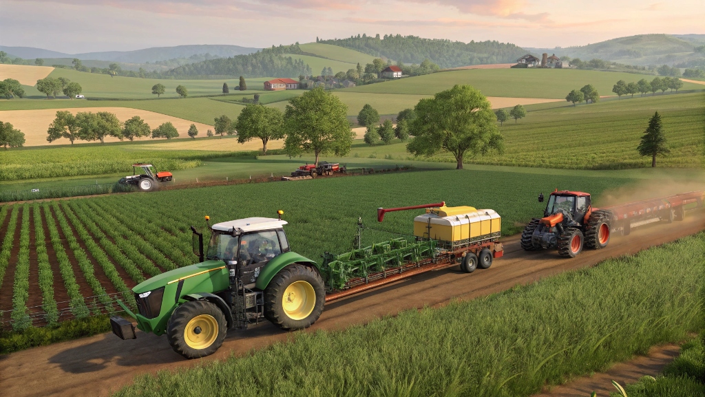 Cover image for 'Farming Simulator 23: Complete Beginner’s Guide to Master the Game' featuring a tractor in a vibrant farm field with crops, barns, and a clear sky.